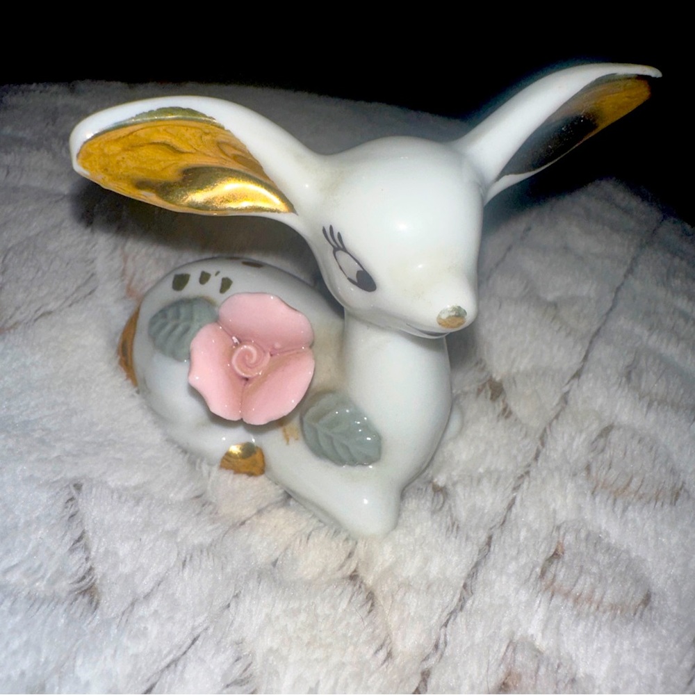 Vintage porcelain deer with Rose